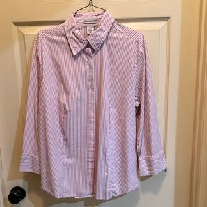 Jessica London Pink and White Striped Blouse